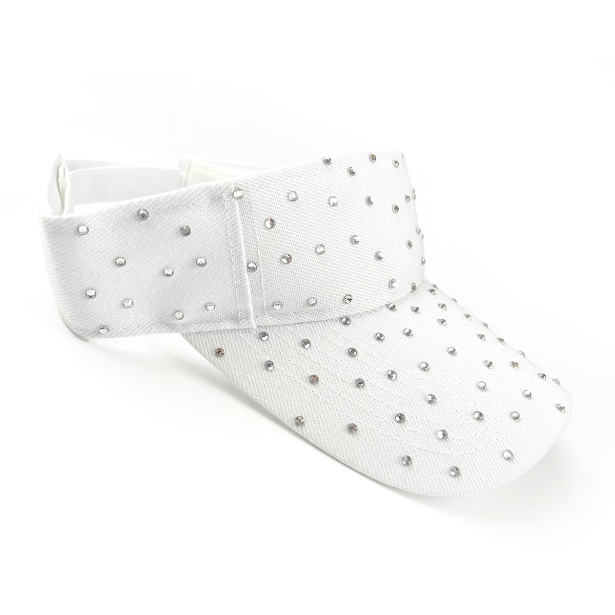 Deza Rhinestone Visor in White