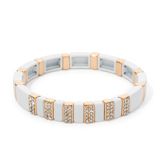 Molly Stack Bracelet Set - White & Gold