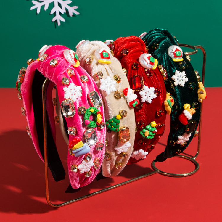 Delin Christmas Designer Headband in Dark Pink