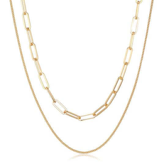 Olivia Layered Designer Necklace in Gold