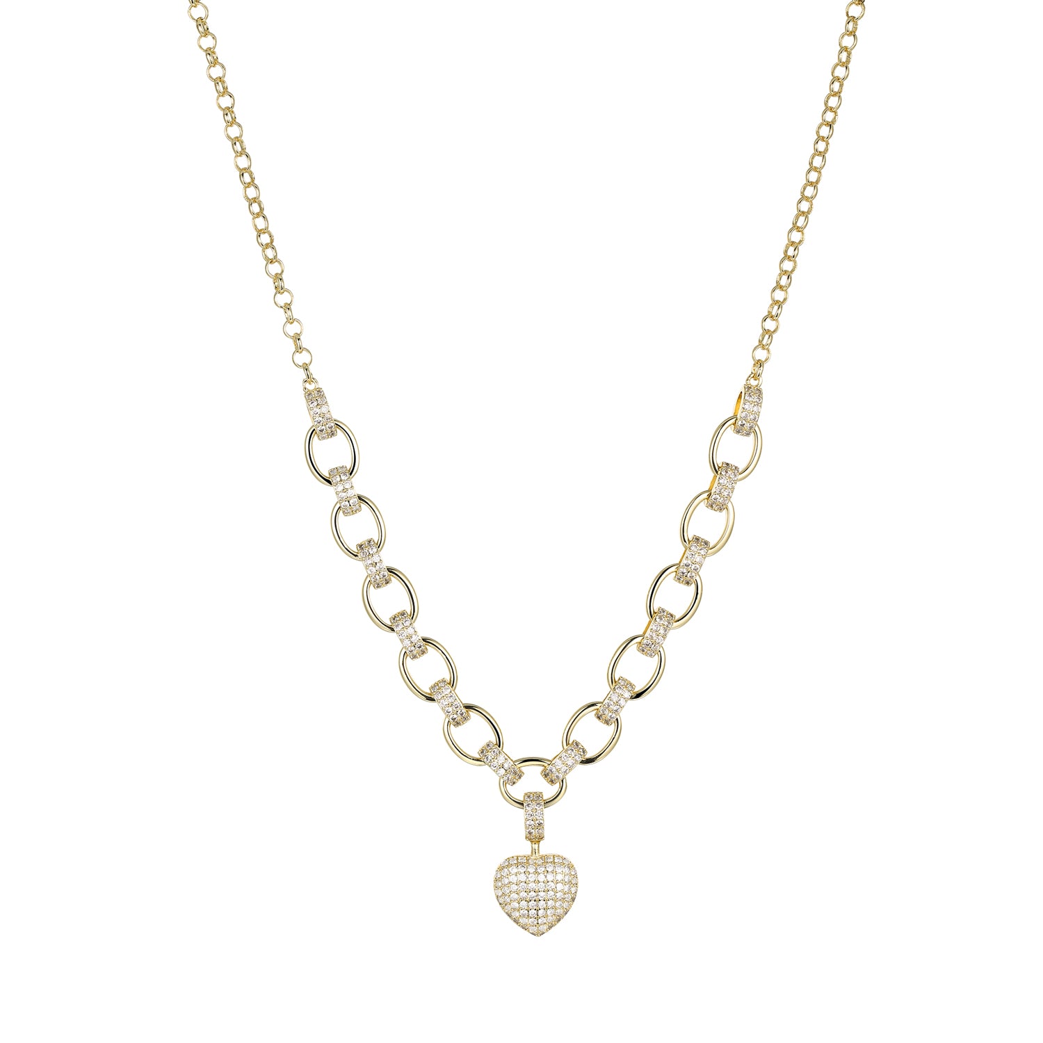 Adalyn Heart Shape Necklace in Gold with Cubic Zirconia
