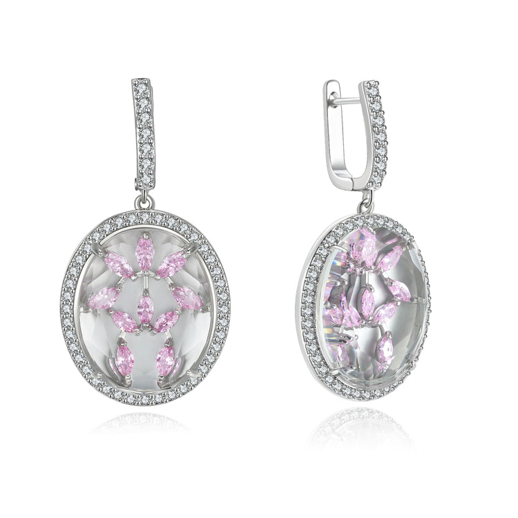 Bridget Clear Stone with Pink CZ Backing Earrings