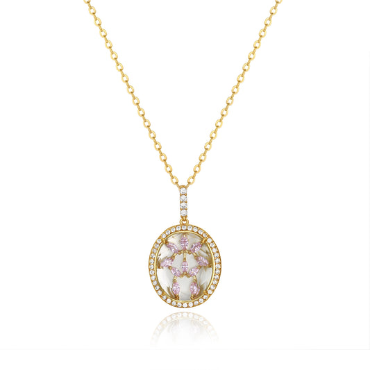 Bridget Gold Clear Stone with Light Pink CZ Backing Pendant