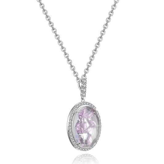 Bridget Clear Stone with Light Pink CZ Backing Pendant