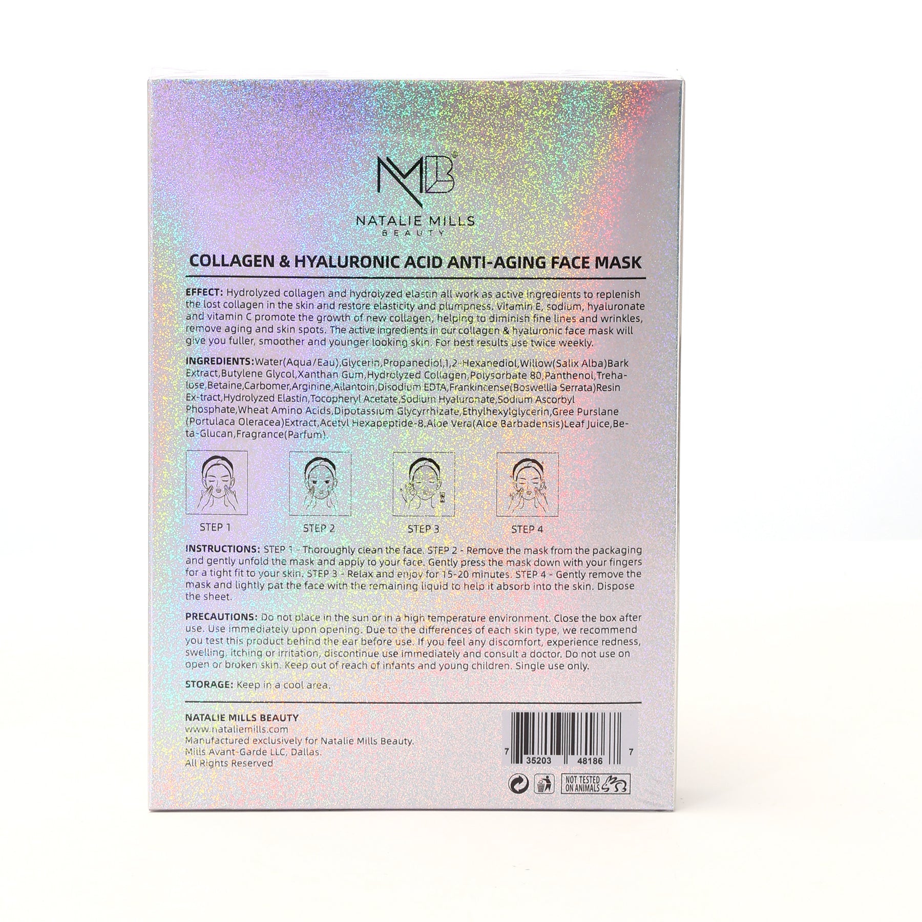 Collagen & Hyaluronic Acid Anti-Aging SILK Face Mask - Set of 4