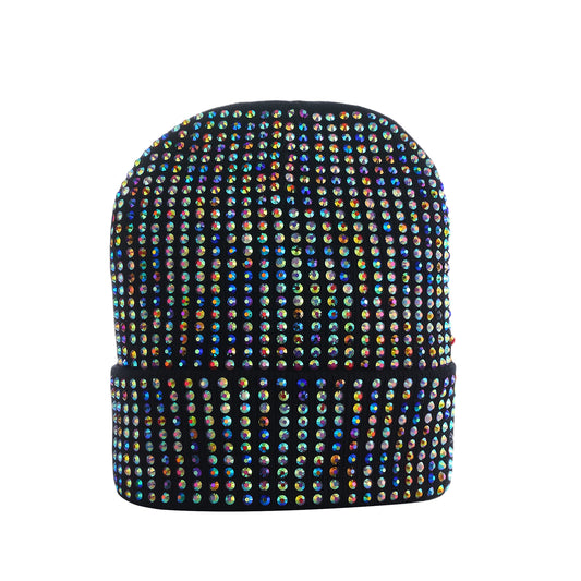 Scarlet Beanie in Black with Multi Crystals