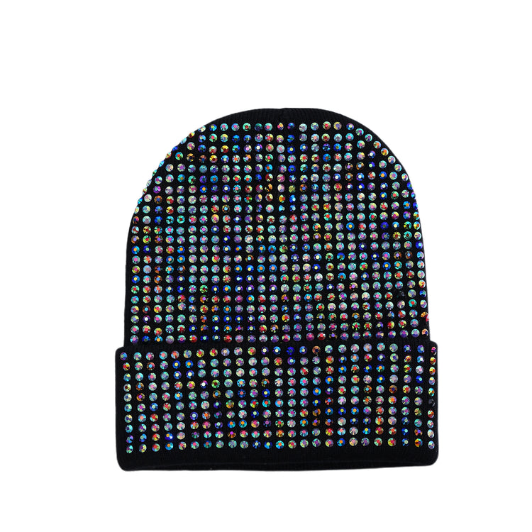 Scarlet Beanie in Black with Multi Crystals