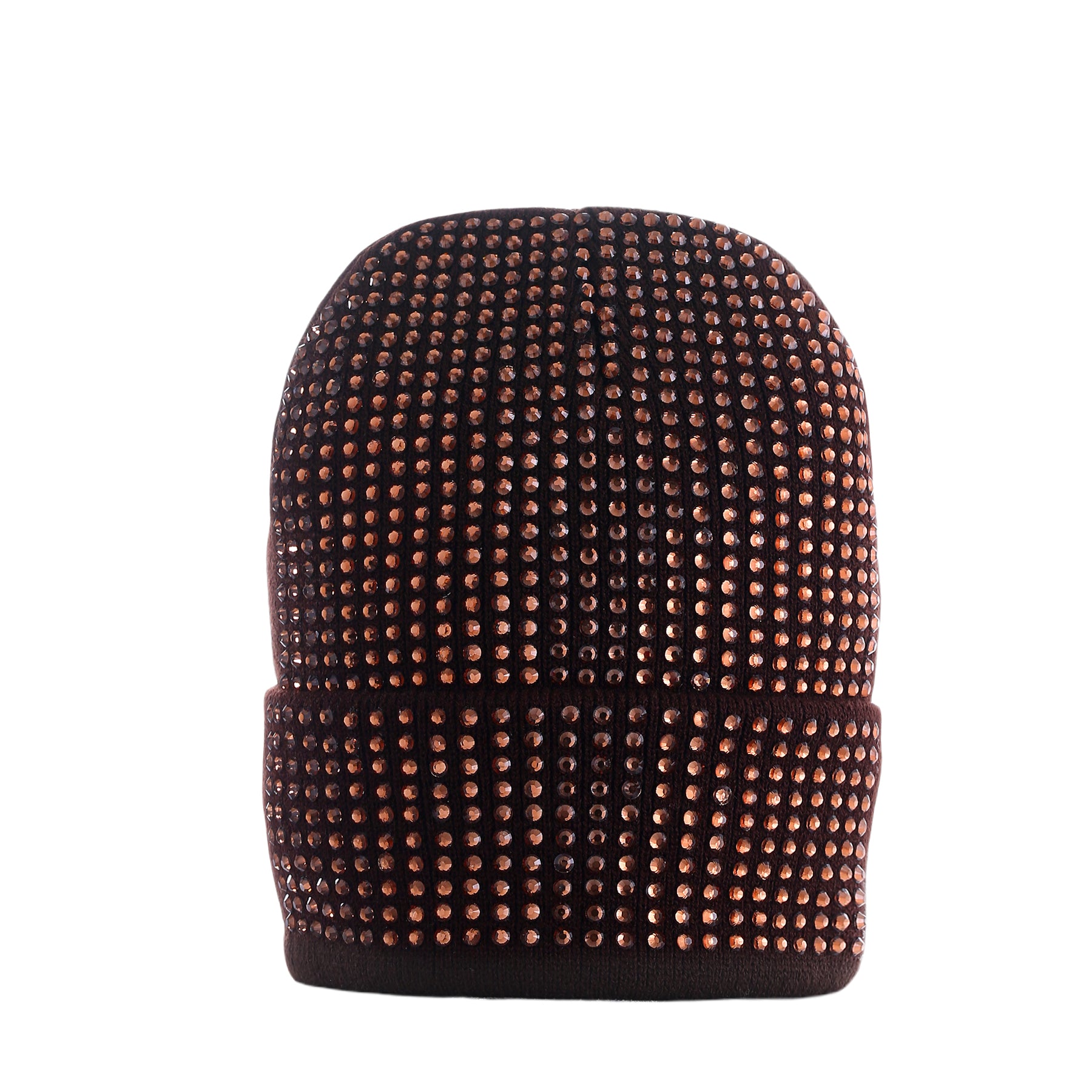 Scarlet Beanie in Brown with Gold Crystals
