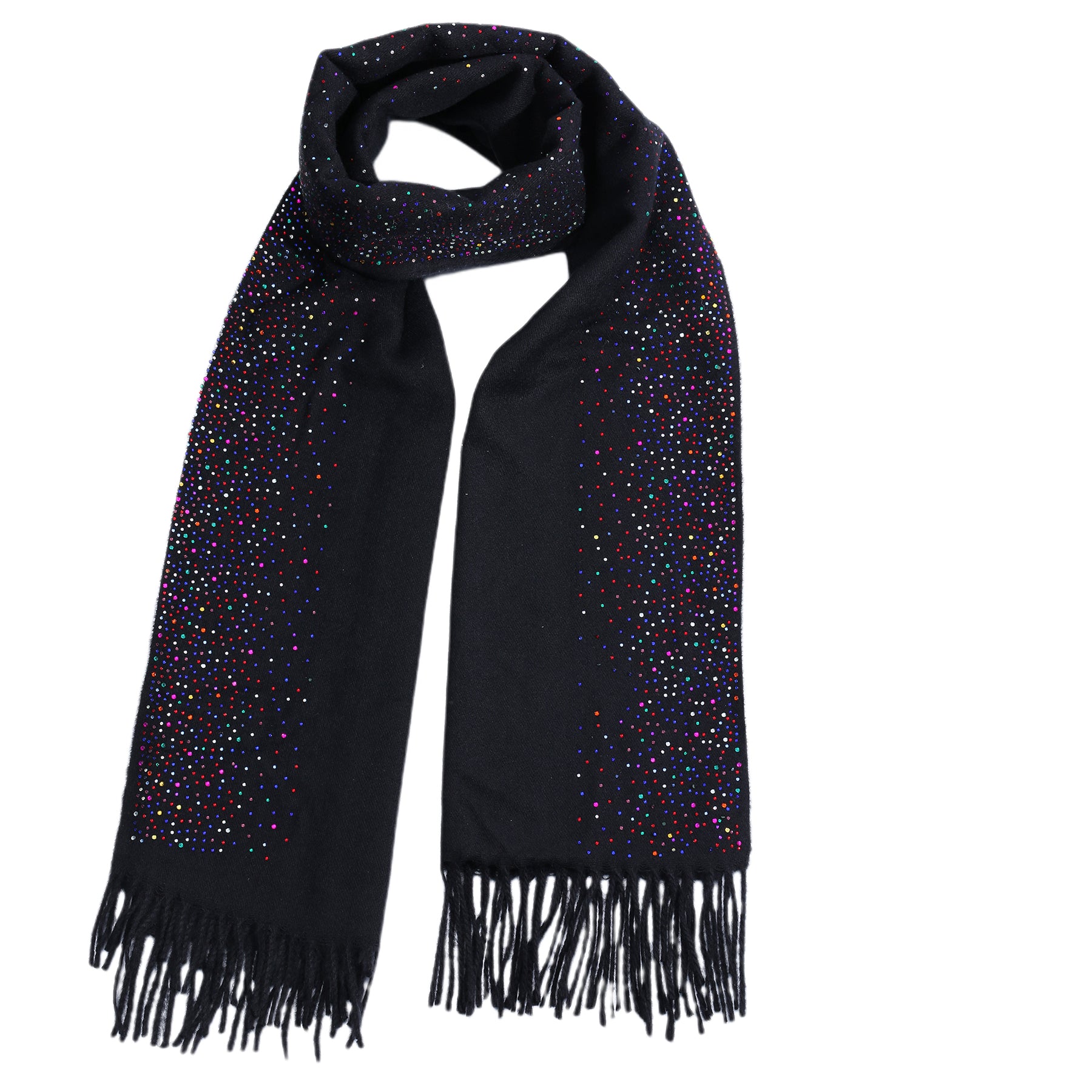 Lucia Scarf n Black with Multi Crystals