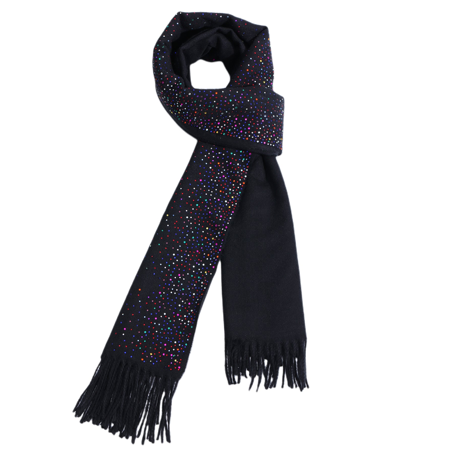 Lucia Scarf n Black with Multi Crystals