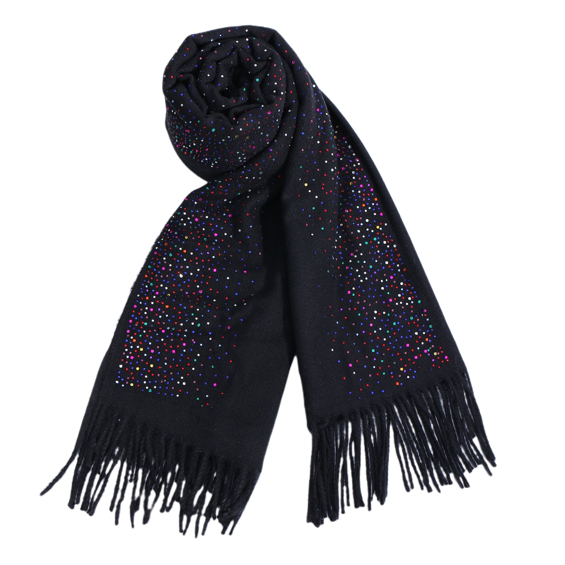Lucia Scarf n Black with Multi Crystals