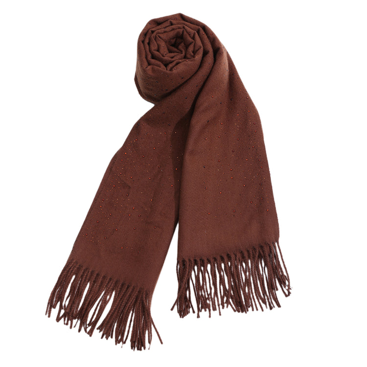 Lucia Scarf in Dark Brown with Gold Crystals