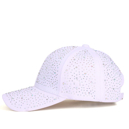 Ebony Crystal Hat in White