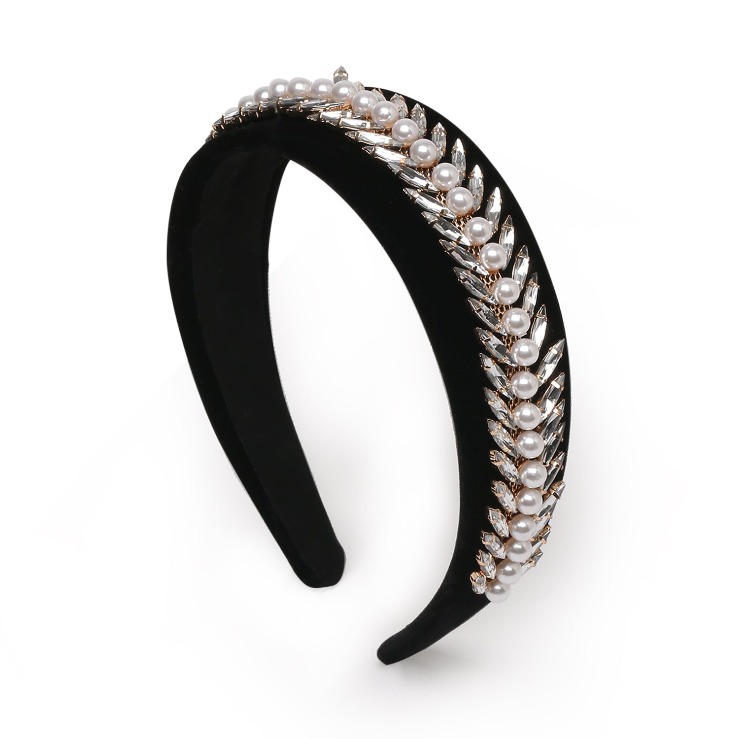 Rory Pearl Glamband with White Rhinestones