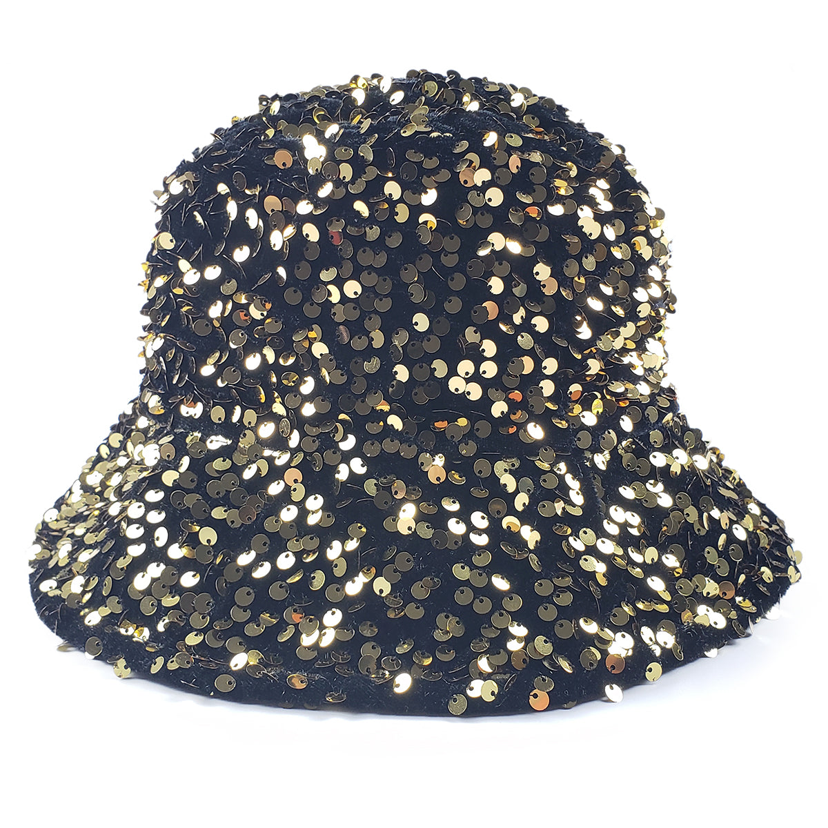 Gemma Sequin Designer Style Bucket hat in Gold & Black