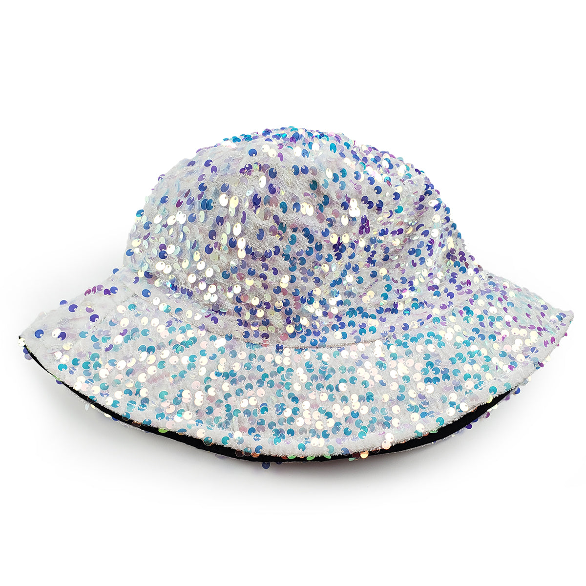 Gemma Sequin Designer Style Bucket hat in White