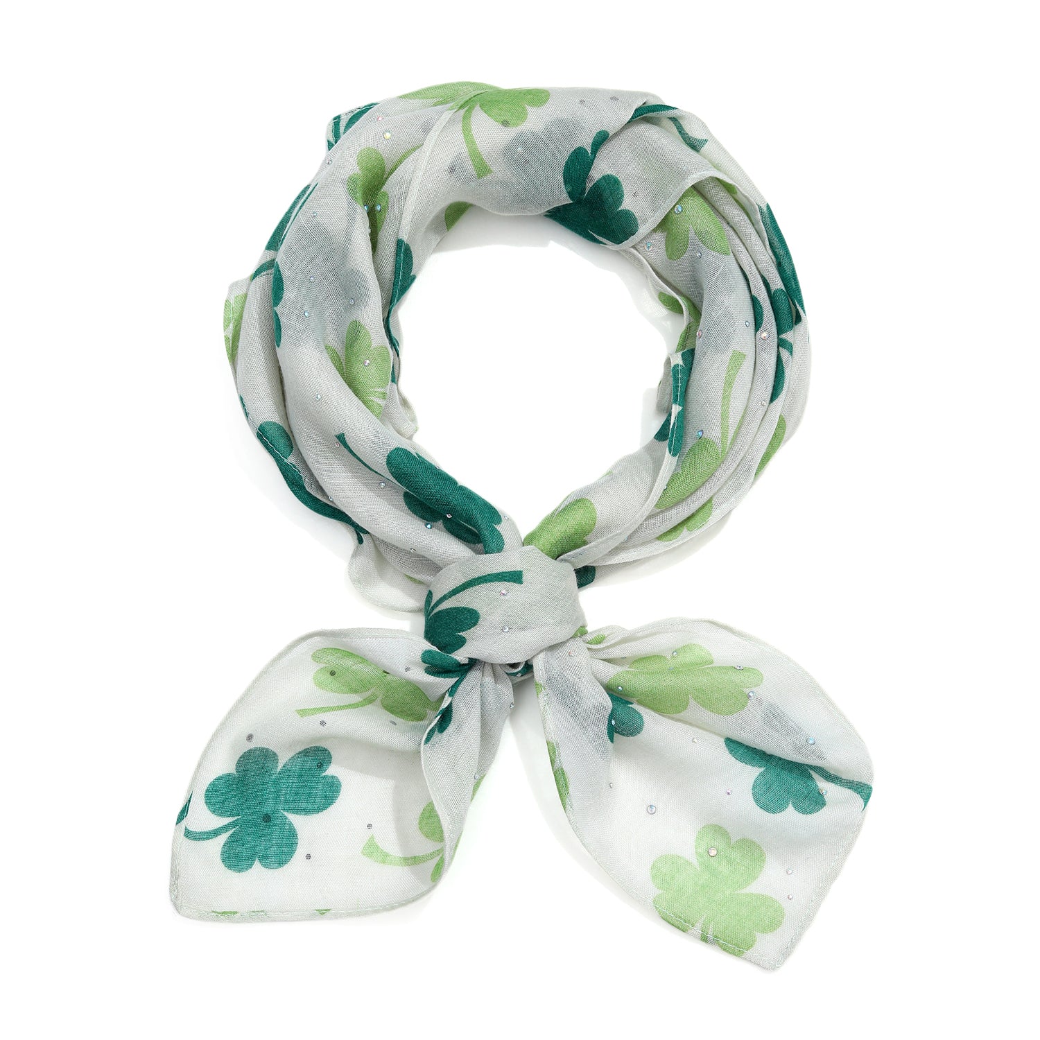 St. Patrick's Crystal Versatile Head & Neck Scarf with Dark Green Clovers!
