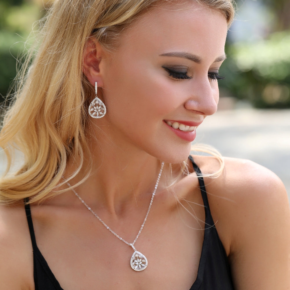 Calista Clear Stone with CZ Backing Earrings