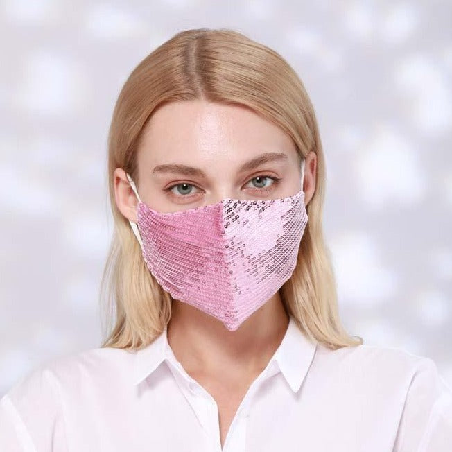 Stella Sequin Face Mask - Pink
