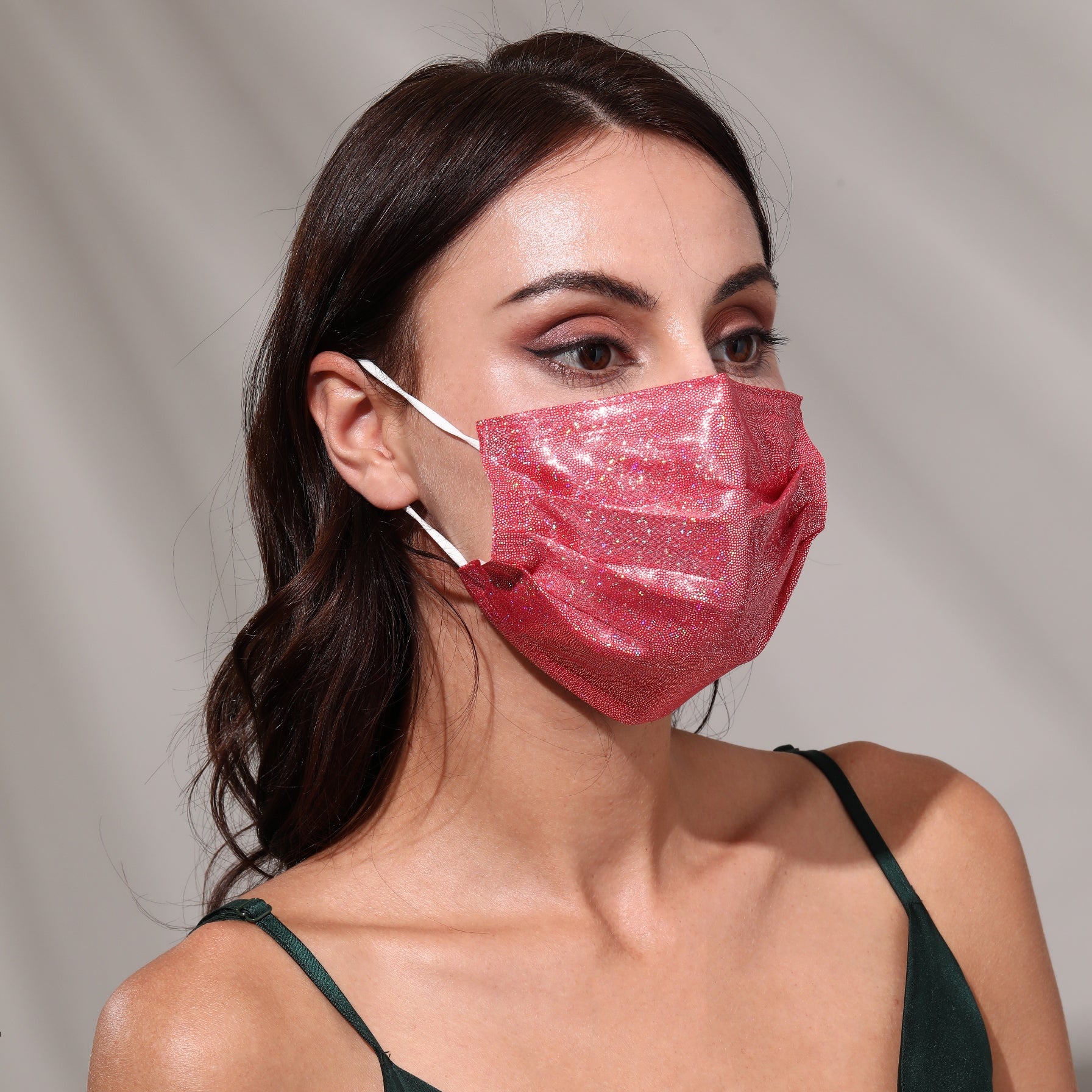 3-Ply Face Masks, Dark Pink Shine