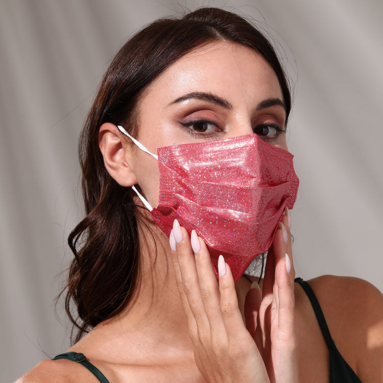 3-Ply Face Masks, Dark Pink Shine