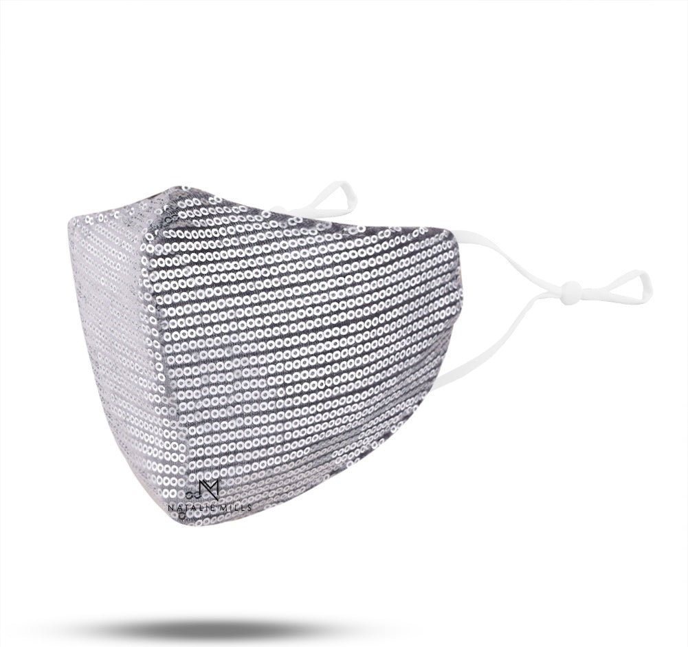 Stella Sequin Face Mask - Silver