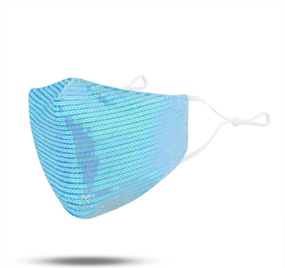 Stella Sequin Face Mask - Turquoise
