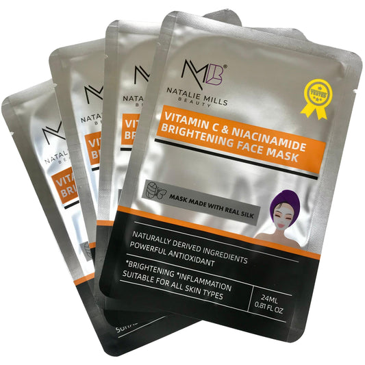 Vitamin C & Niacinamide Brightening SILK Face Mask - Set of 4