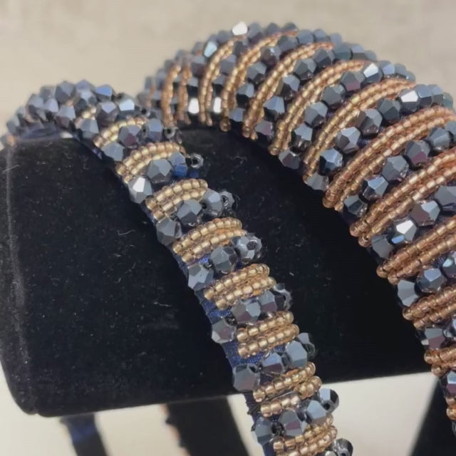 Load video: Brianna Glamband in Navy & Gold