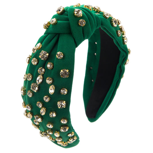 Sherah Studded Headband in Dark Green