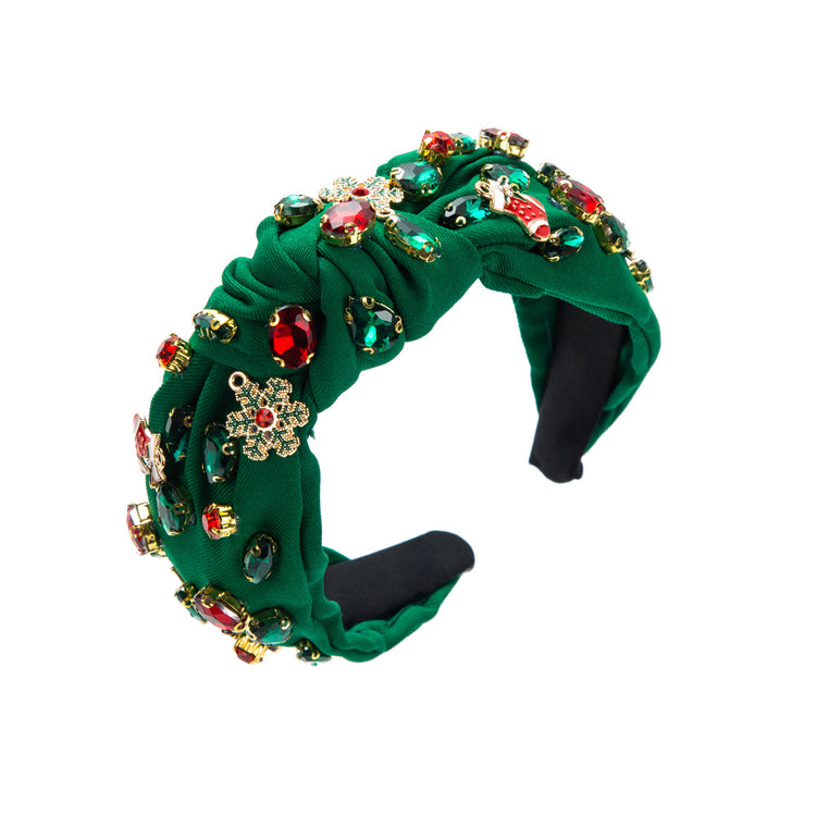 Clara Christmas Designer Headband in Green