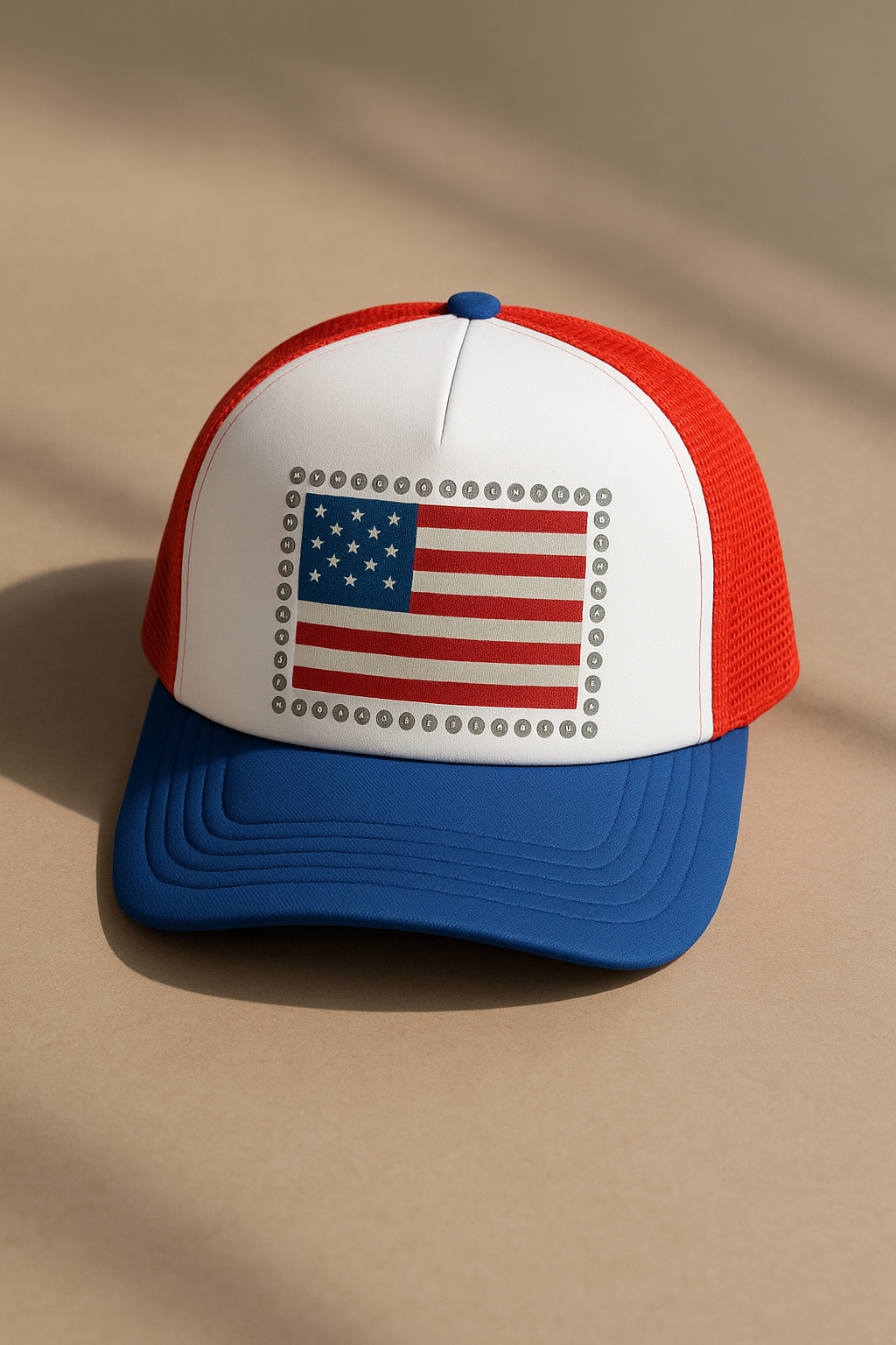 American Flag Red & Blue Trucker Hat