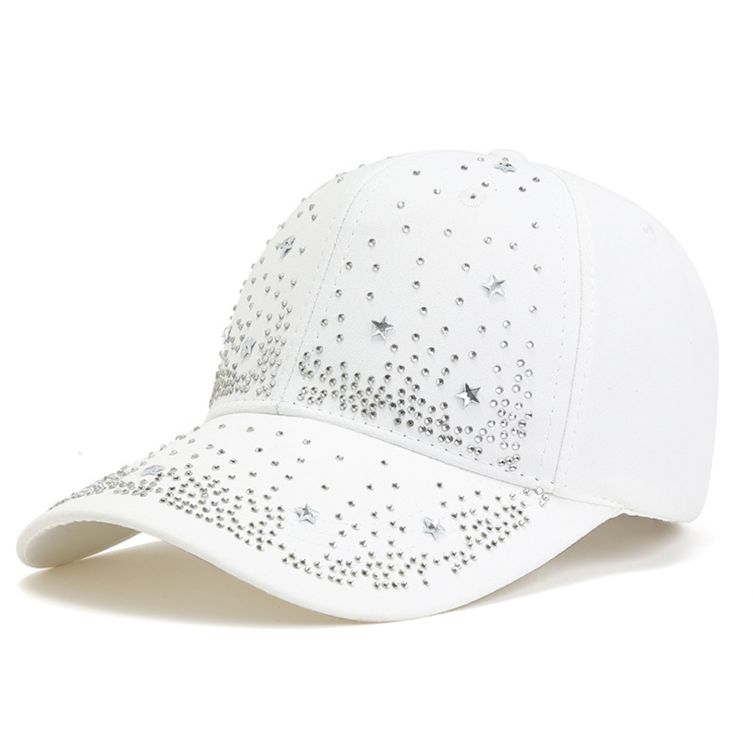 Seren Crystal Hat in White