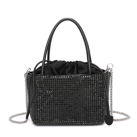 Gyda Rhinestone Handbag in Black