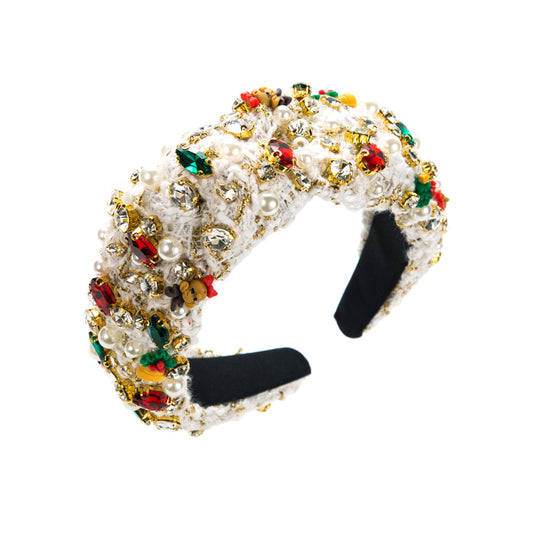 Aurora Weihnachts-Designer-Stirnband in Weiß-Multi