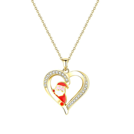 Santa Heart Necklace in Gold