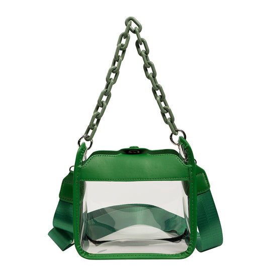 Serena doorzichtige handtas in groen