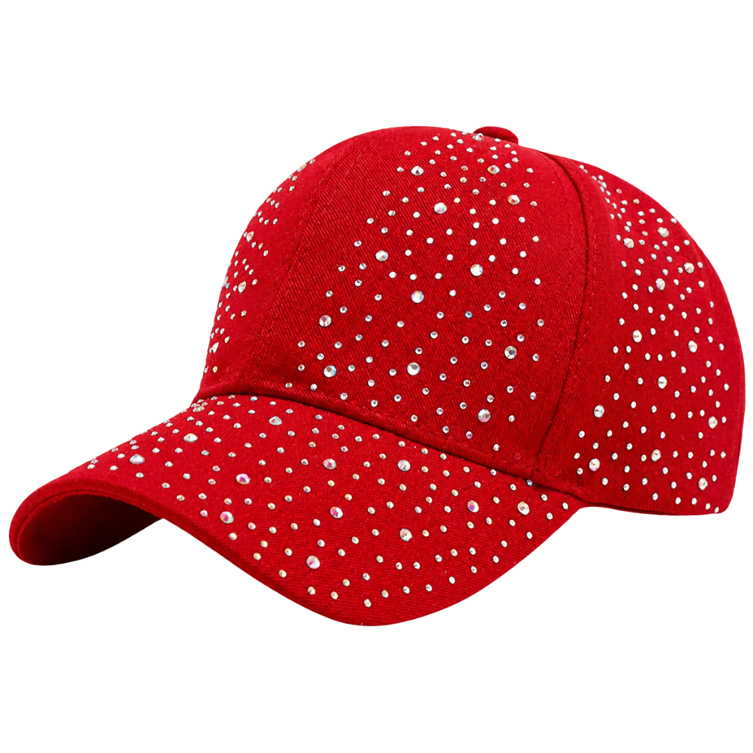 Ebony Crystal Hat in Red