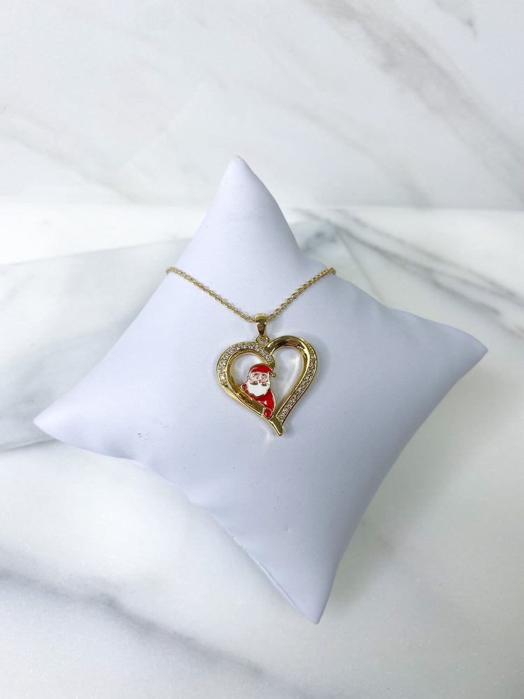 Santa Heart Necklace in Gold