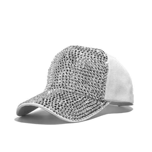 Myka Crystal Hat in White & Silver
