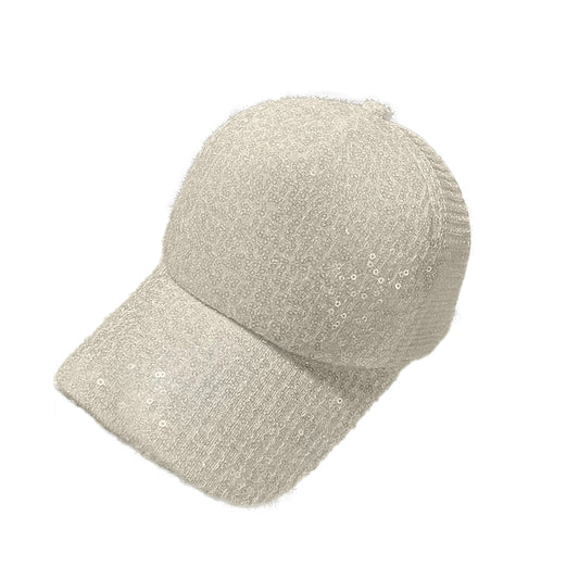 Zoey Sequins Hat in Cream