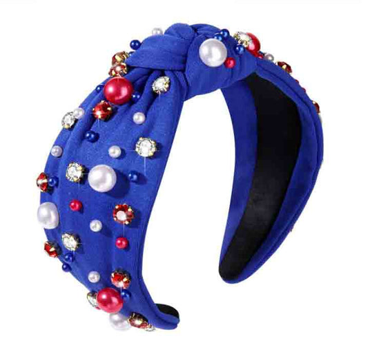 Pearl 4th of July Headband in Blue
