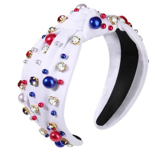 Pearl 4th of July Headband in White