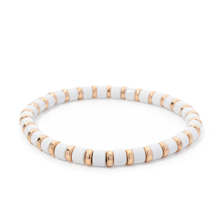 Molly Stack Bracelet Set - White & Gold