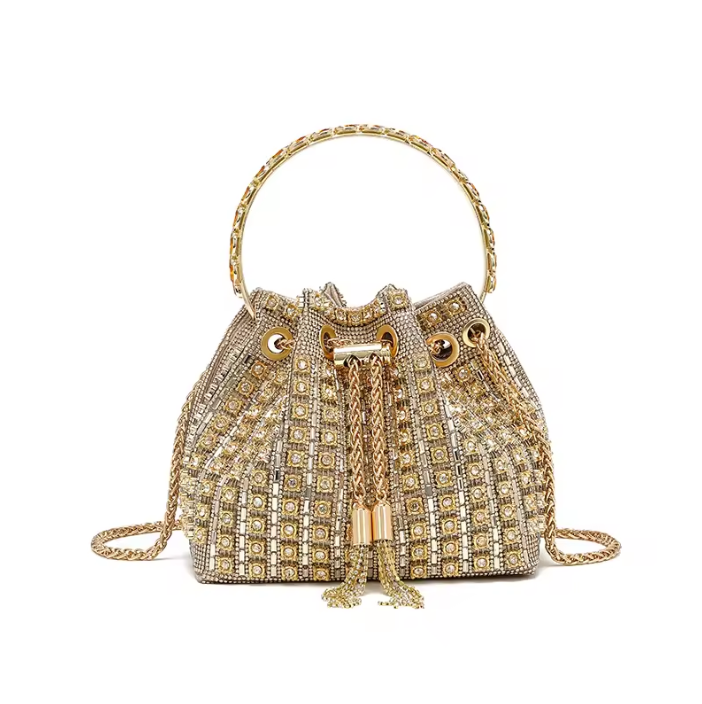 Myra Crystal Handbag in Gold