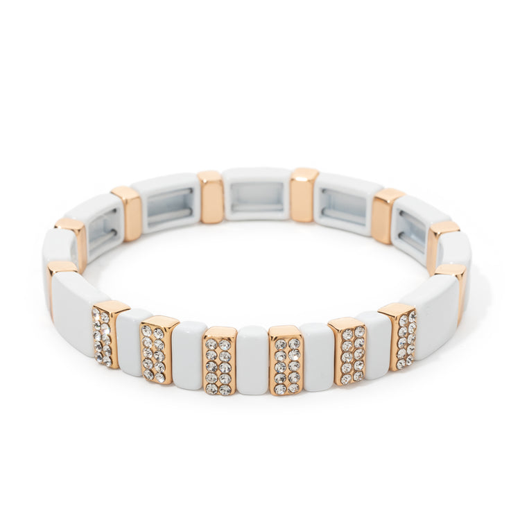 Molly Stack Bracelet Set - White & Gold