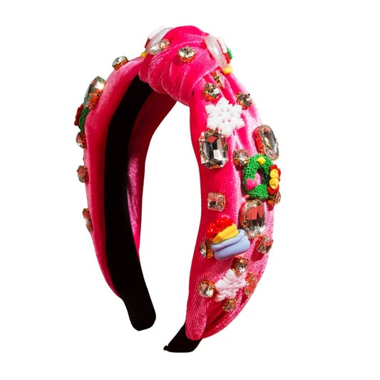 Delin Christmas Designer Headband in Dark Pink