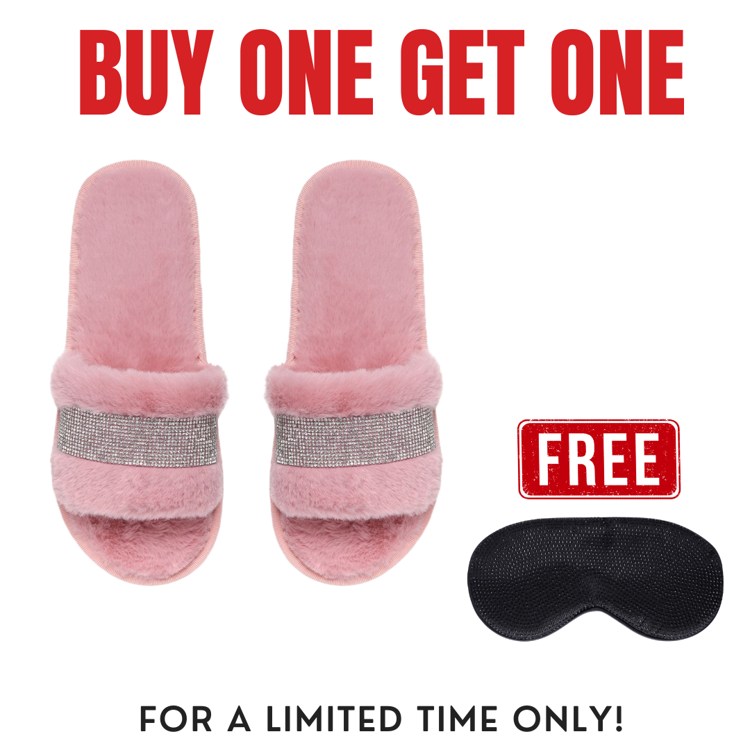 Pink Faux Fur Sydney Glampers with Crystal Strip