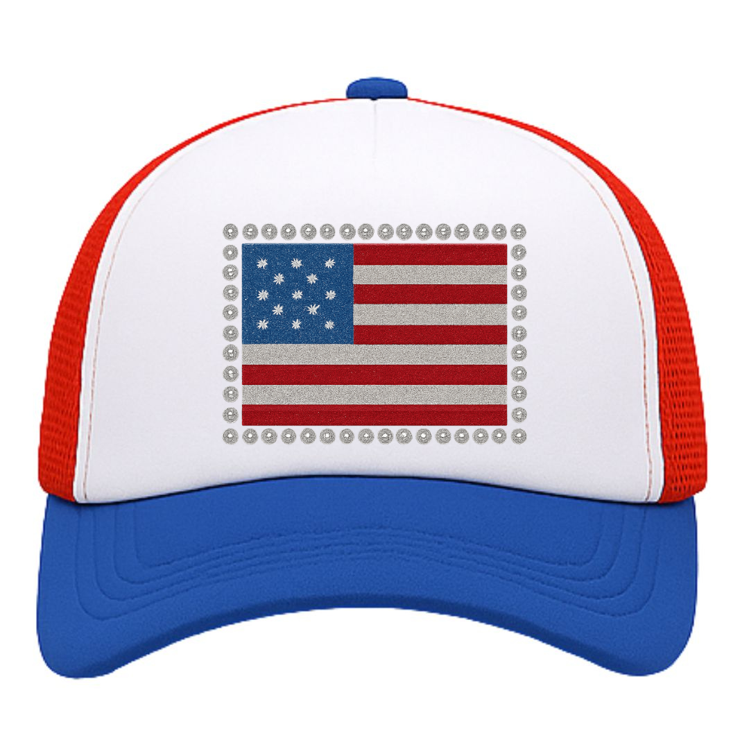 American Flag Red & Blue Trucker Hat