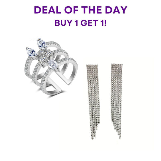 ** BUY 1 GET 1  ** Buy 1 Healy Adjustable Ring Get 1 Zari Designer Earrings FREE!!